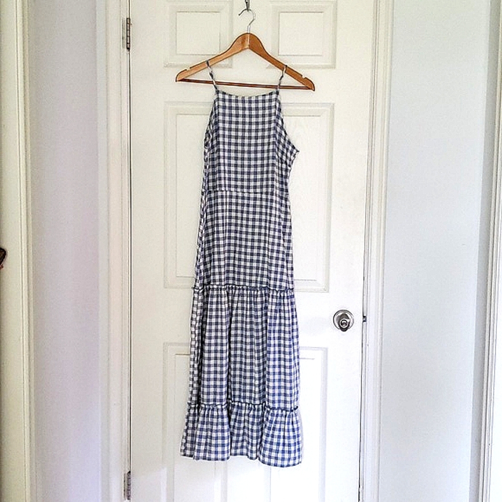 Nanette Lepore Gingham Maxi Sleeveless Dress Size 8